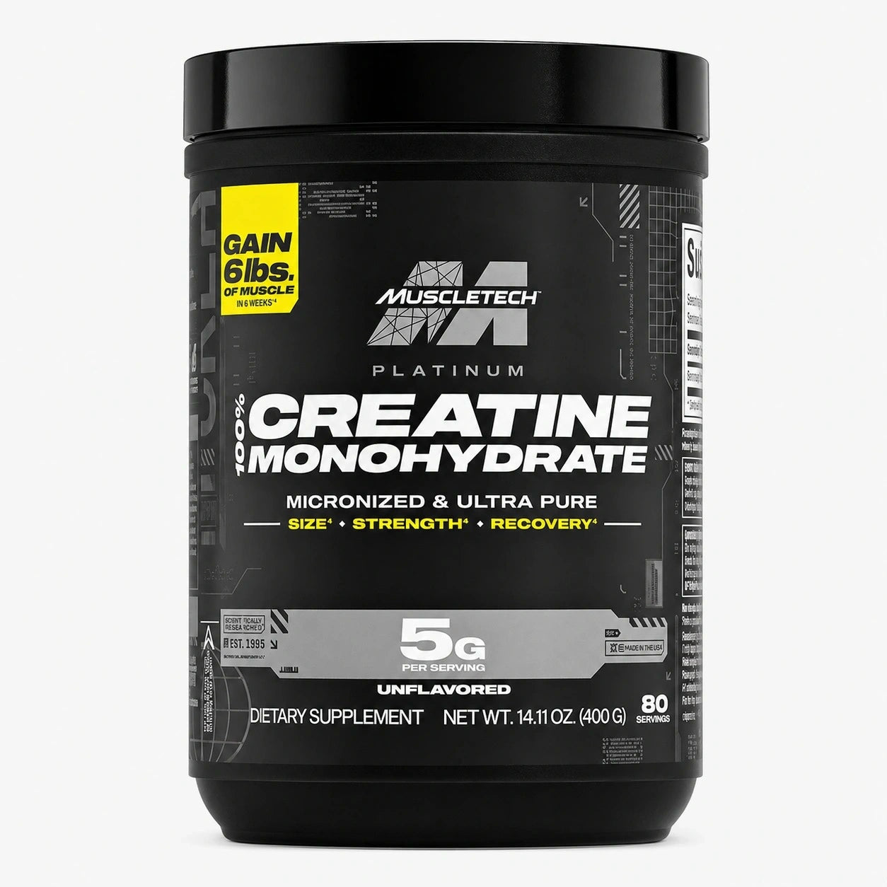 MuscleTech, Platinum 100% Creatine, Unflavored, 400G, 80 Servings