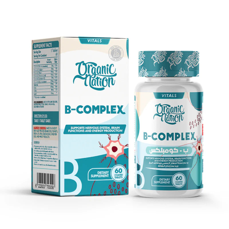 Organic Nation | B-Complex Advanced Formula - Energy & Nerve Support (60 Tablets)