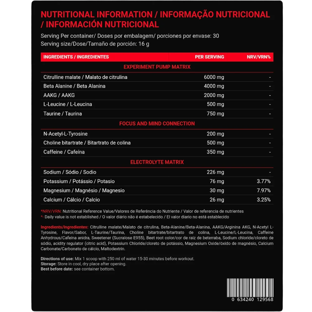 Marvelous Nutrition | Experiment - High-Stimulant Pre-Workout (480G)