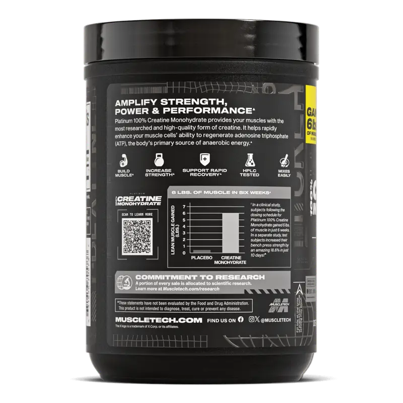 MuscleTech, Platinum 100% Creatine, Unflavored, 400G, 80 Servings