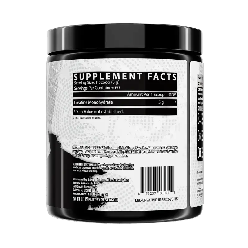 Nutrex Research, Creatine Monohydrate, Unflavored, 300g, 60 Serving