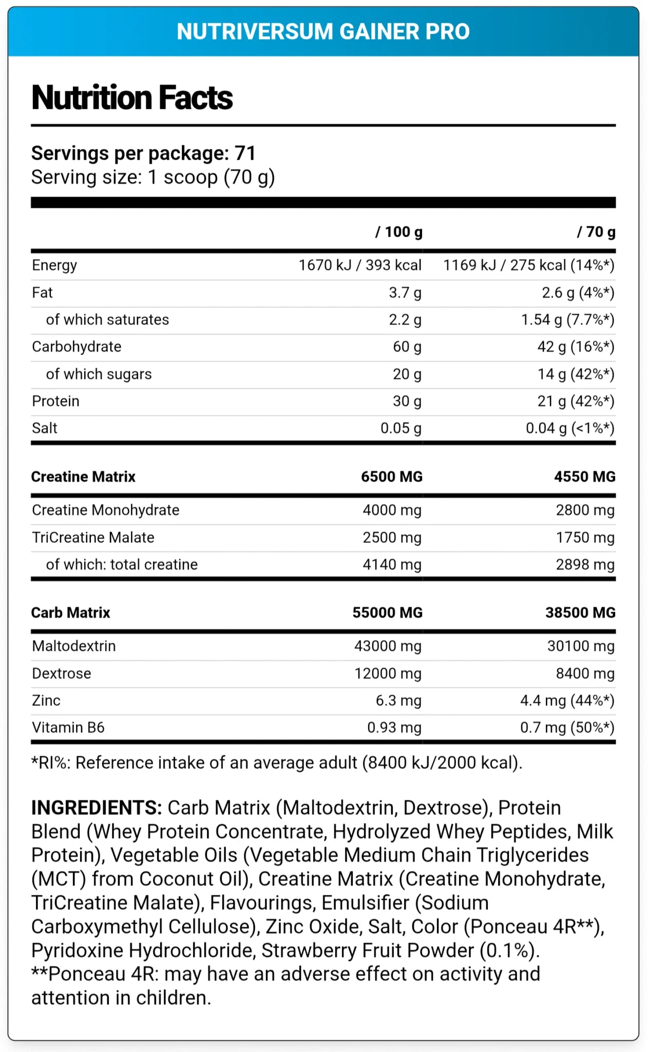 Nutriversum | Gainer Pro (5KG / 71 Servings)