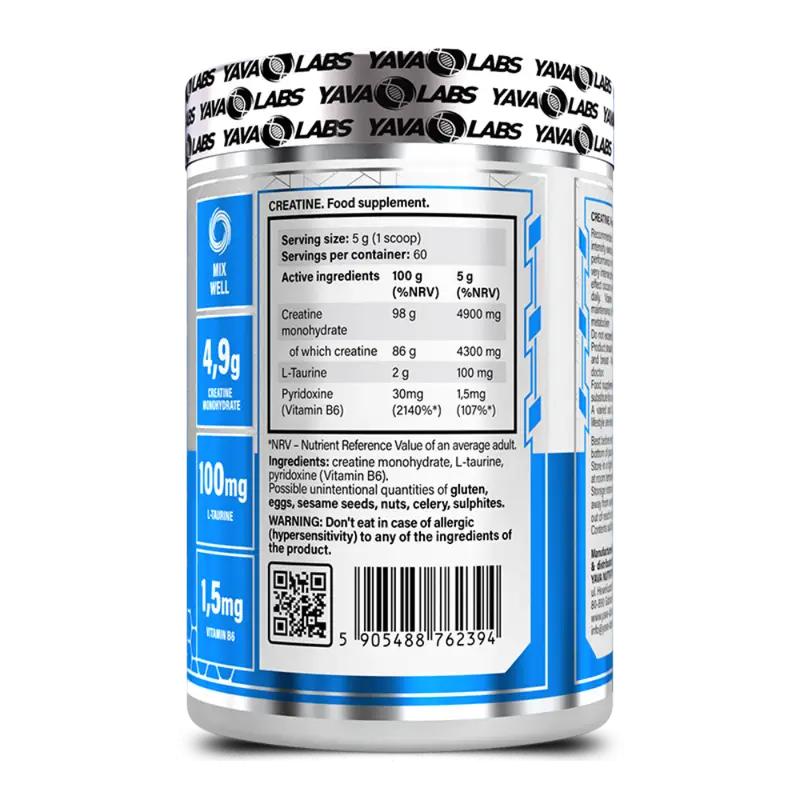 Yava Labs, Creatine 300g +Taurine, 300G, 60 Servings
