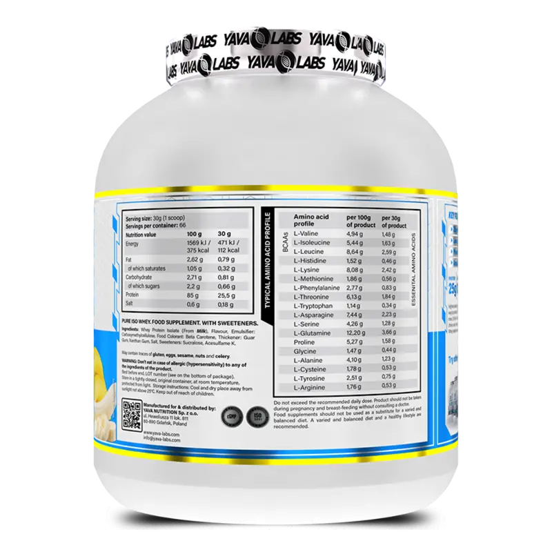Yava Labs, Pure ISO Whey, 2KG, 66 Servings
