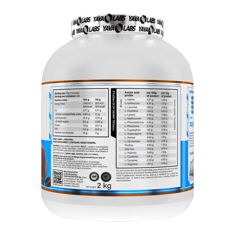 Yava Labs, Whey CAMP + CREATINE, 2KG, 66 Servings