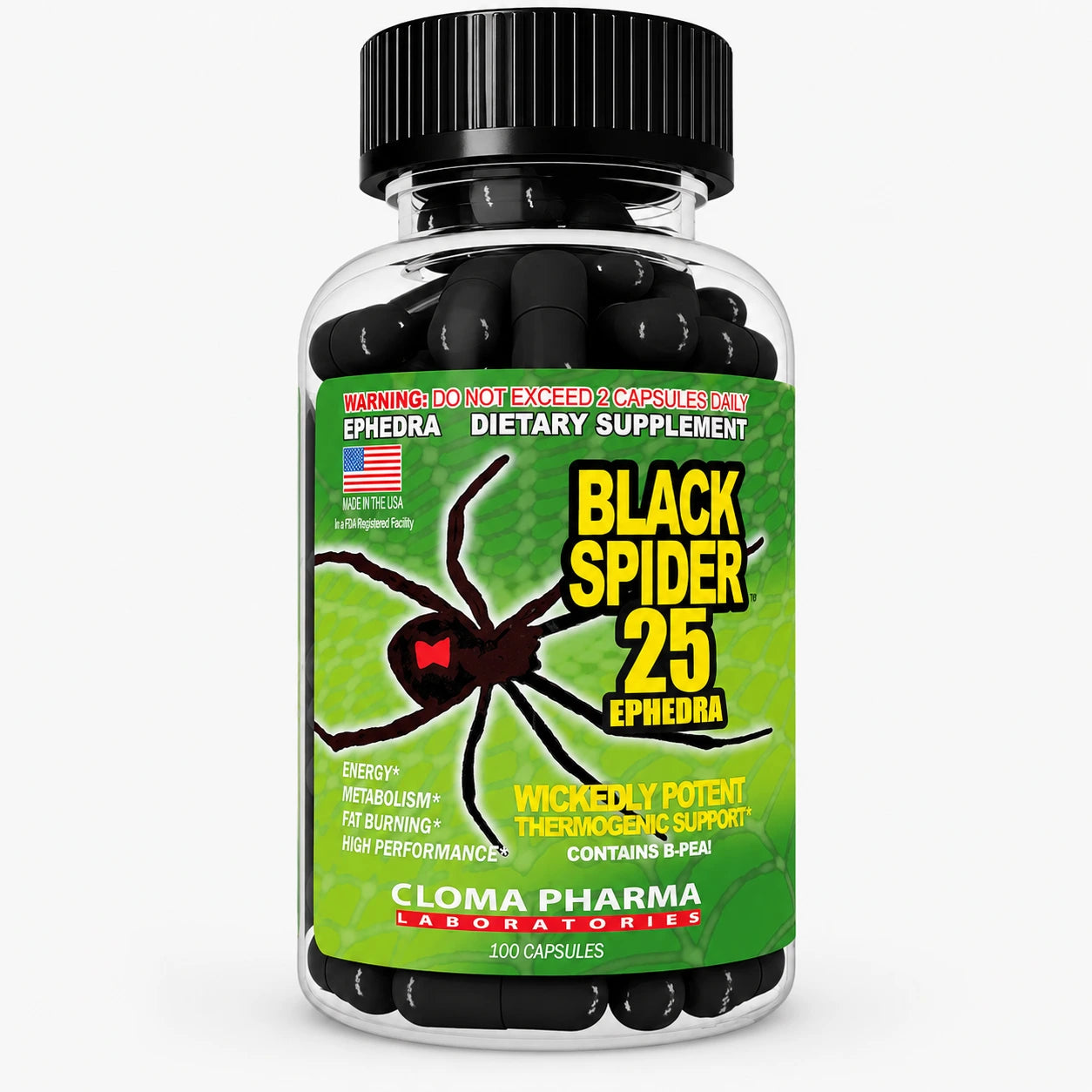 Cloma Pharma | Black Spider 25 - Fat Burner (100 Capsules)